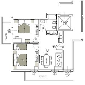 Familien-Apartment mit 2 Schlafzimmern